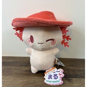Honeymaru Axolotl Cowboy Kawaii 10" Plush Pink Stuffed Box Lunch Exclusive